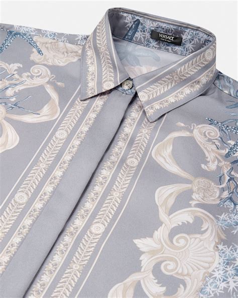 versace signature dea silk shirt|Barocco Sea Silk Shirt Blue,Print .